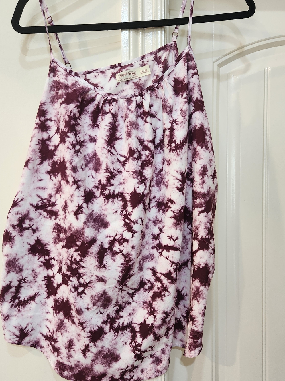 Faded Glory Tie-Dye Cami in Plum and White